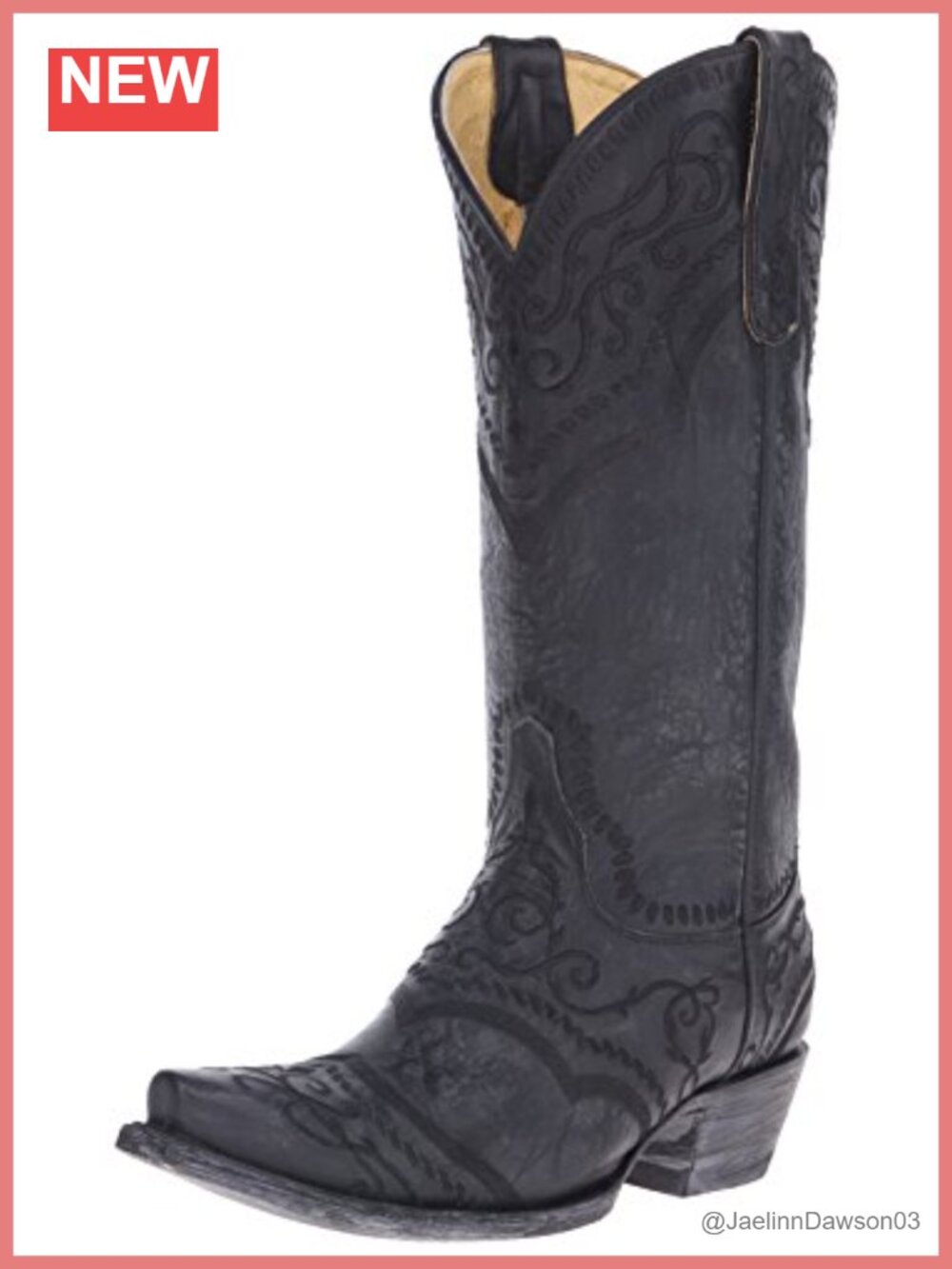 Women's Leather Mid-Calf Western Boots Embroidered